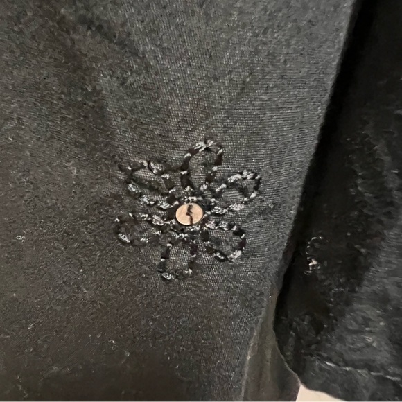 ALC Woman Black 1/4 Button Down 3/4 Sleeve Pullover Lightweight 100% Cotton - Picture 8 of 10